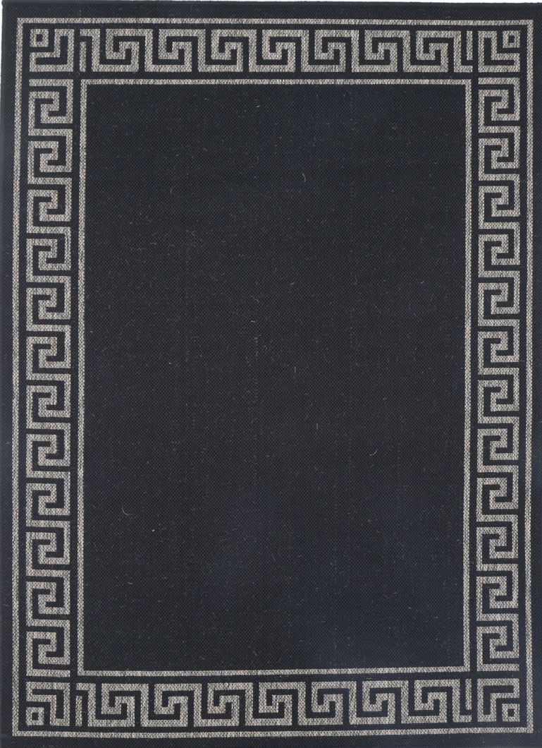 Terrazza Grey Bordered Patterned Rug - 1628/J48-K — room or full rug view