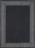 Terrazza Grey Bordered Patterned Rug - 1628/J48-K — room or full rug view