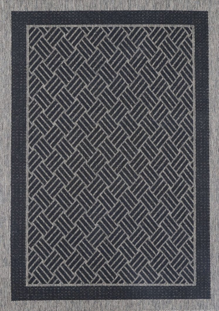 Terrazza Grey Geometric Ikat Bordered Rug - 1828/J48-K — room or full rug view