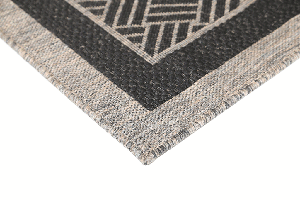 Terrazza Grey Geometric Ikat Bordered Rug - 1828/J48-K — detail 4