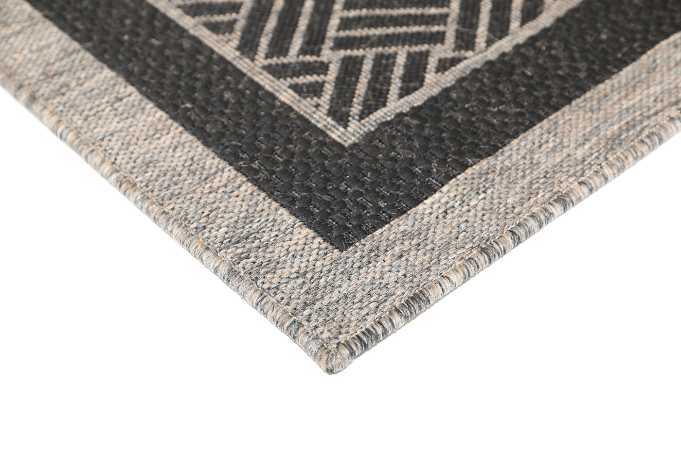 Terrazza Grey Geometric Ikat Bordered Rug - 1828/J48-K — detail 4