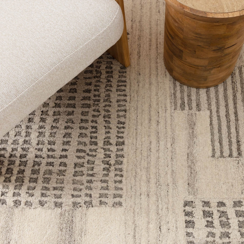 Cassian Prism Grey Cream Wool Rug wool rug – product view 5
