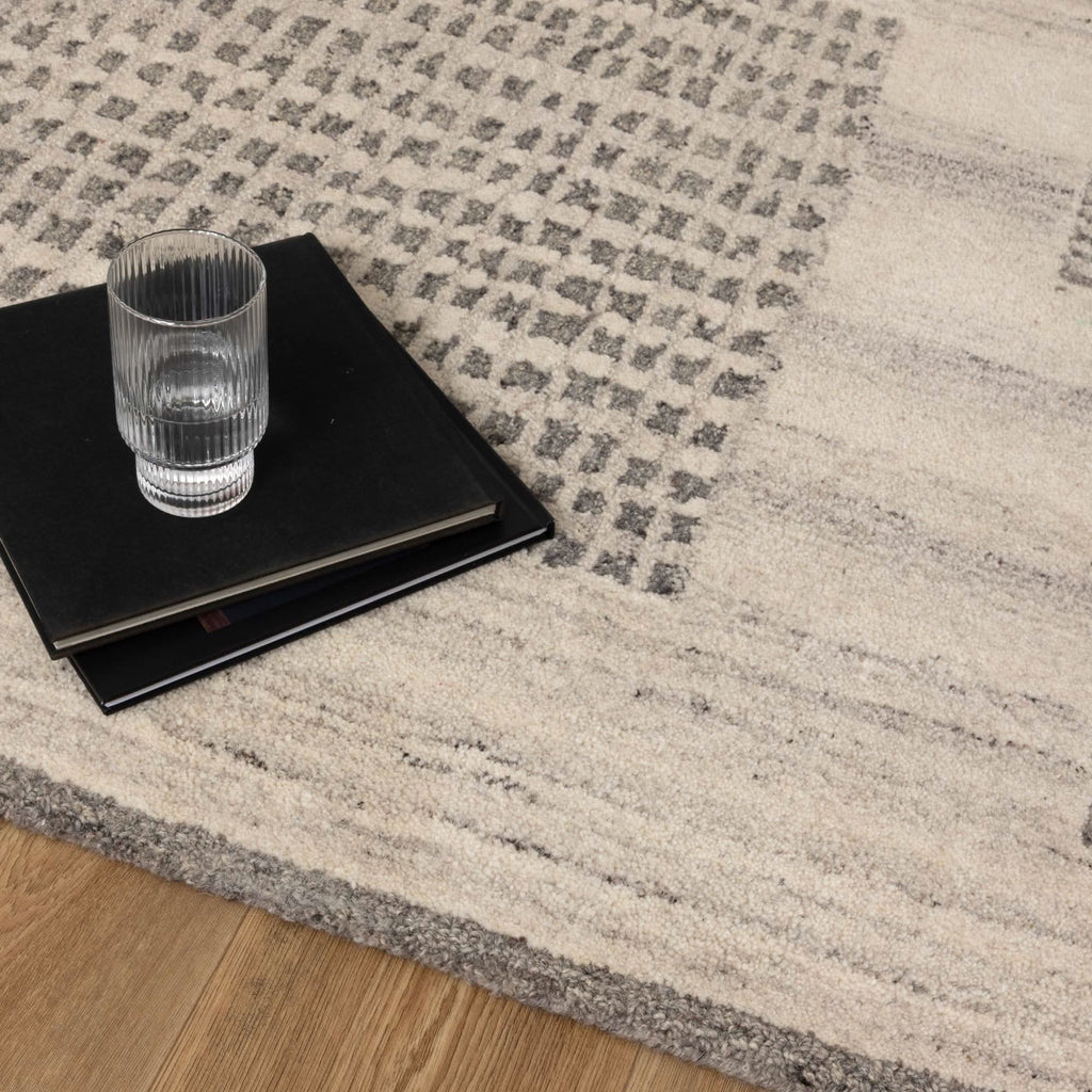 Cassian Prism Grey Cream Wool Rug wool rug – product view 6