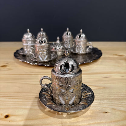 Silver Ottoman-Style Coffee Cup Set