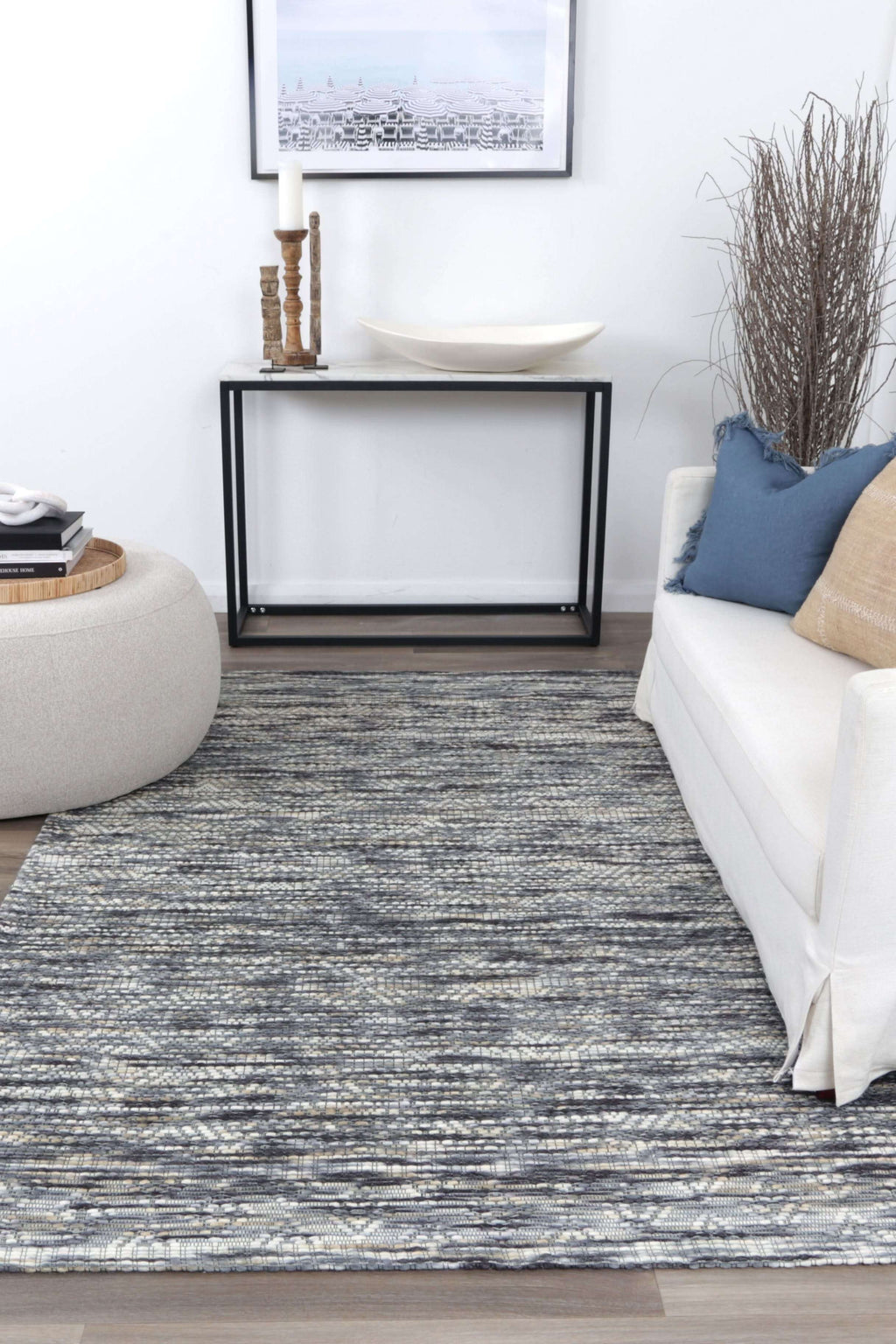 Copacabana Chevron Stone Wool Rug detail 3
