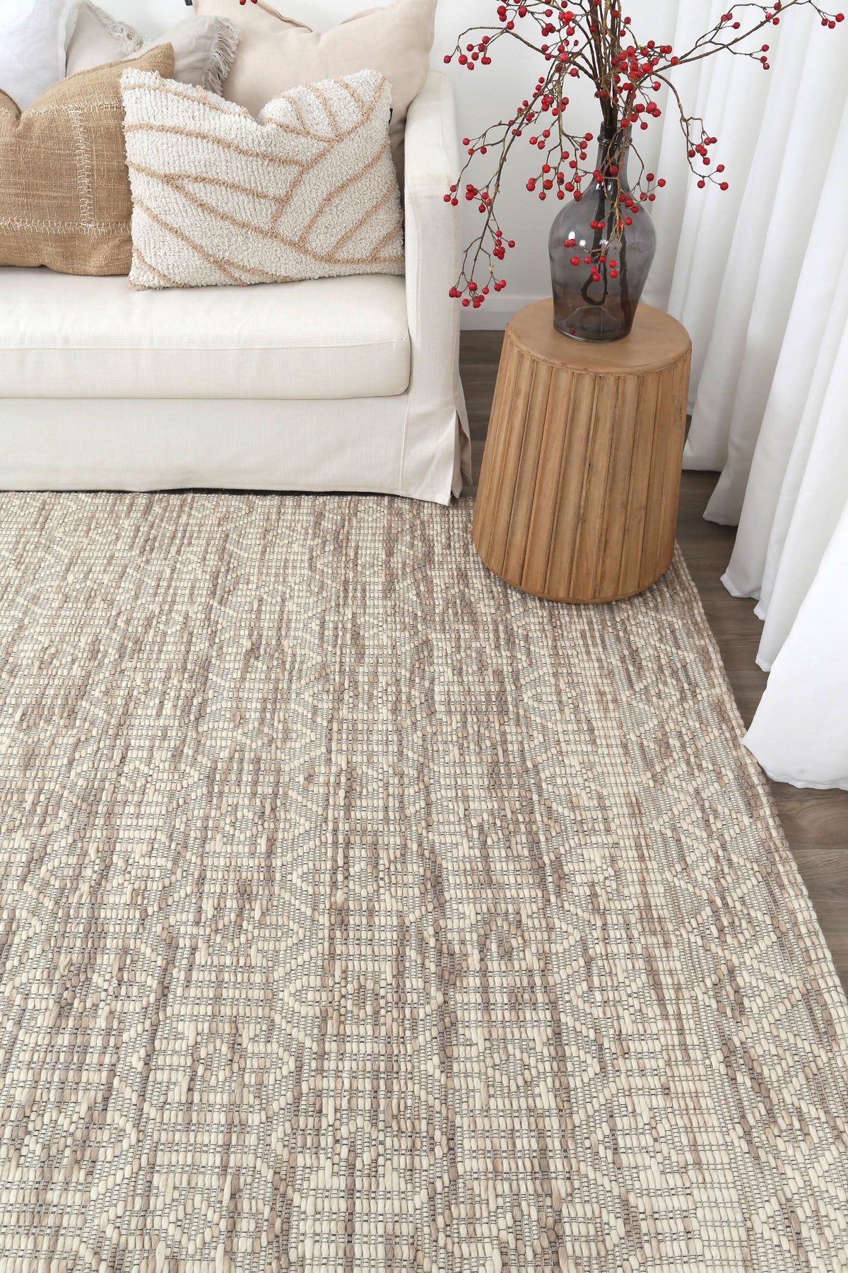 Copacabana Geometric Beige Wool Rug wool rug – product view 2