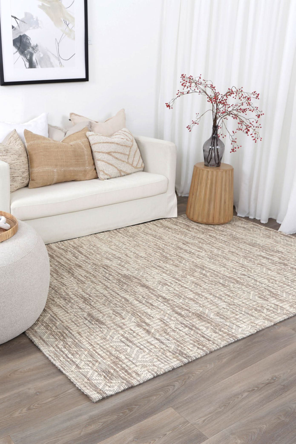 Copacabana Geometric Beige Wool Rug wool rug – product view 3