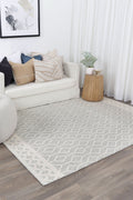 Copacabana Lattice Light Grey Wool Rug detail 4