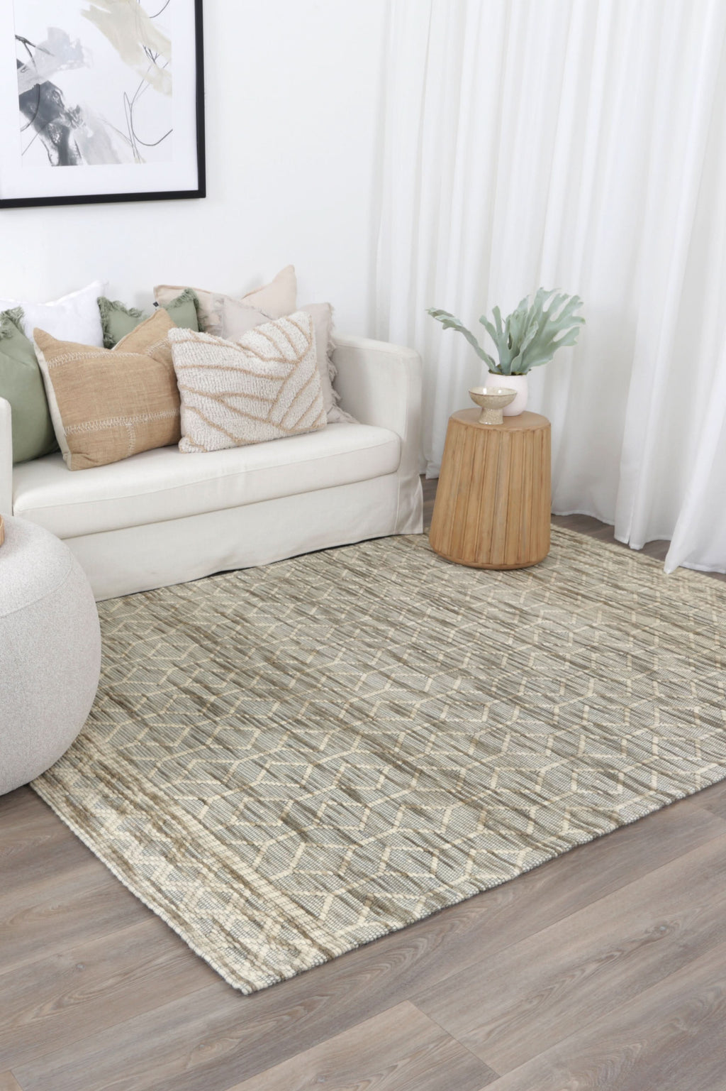 Copacabana Lattice Moss Wool Rug wool rug – product view 6