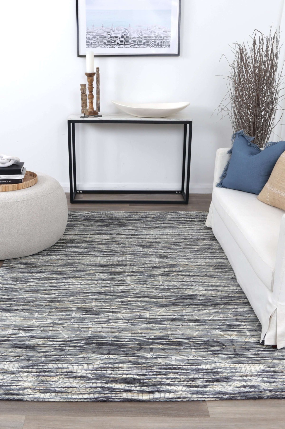 Copacabana Lattice Stone Wool Rug – full rug view