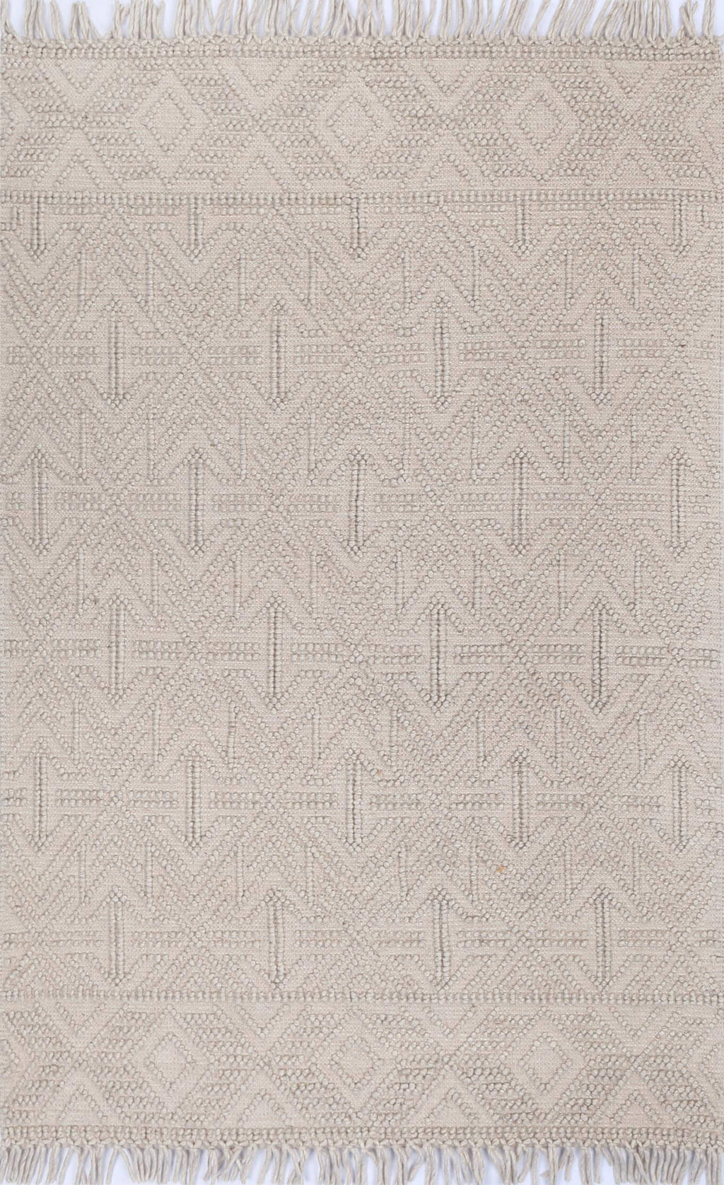 Diego Geometric Brown wool rug - full rug view