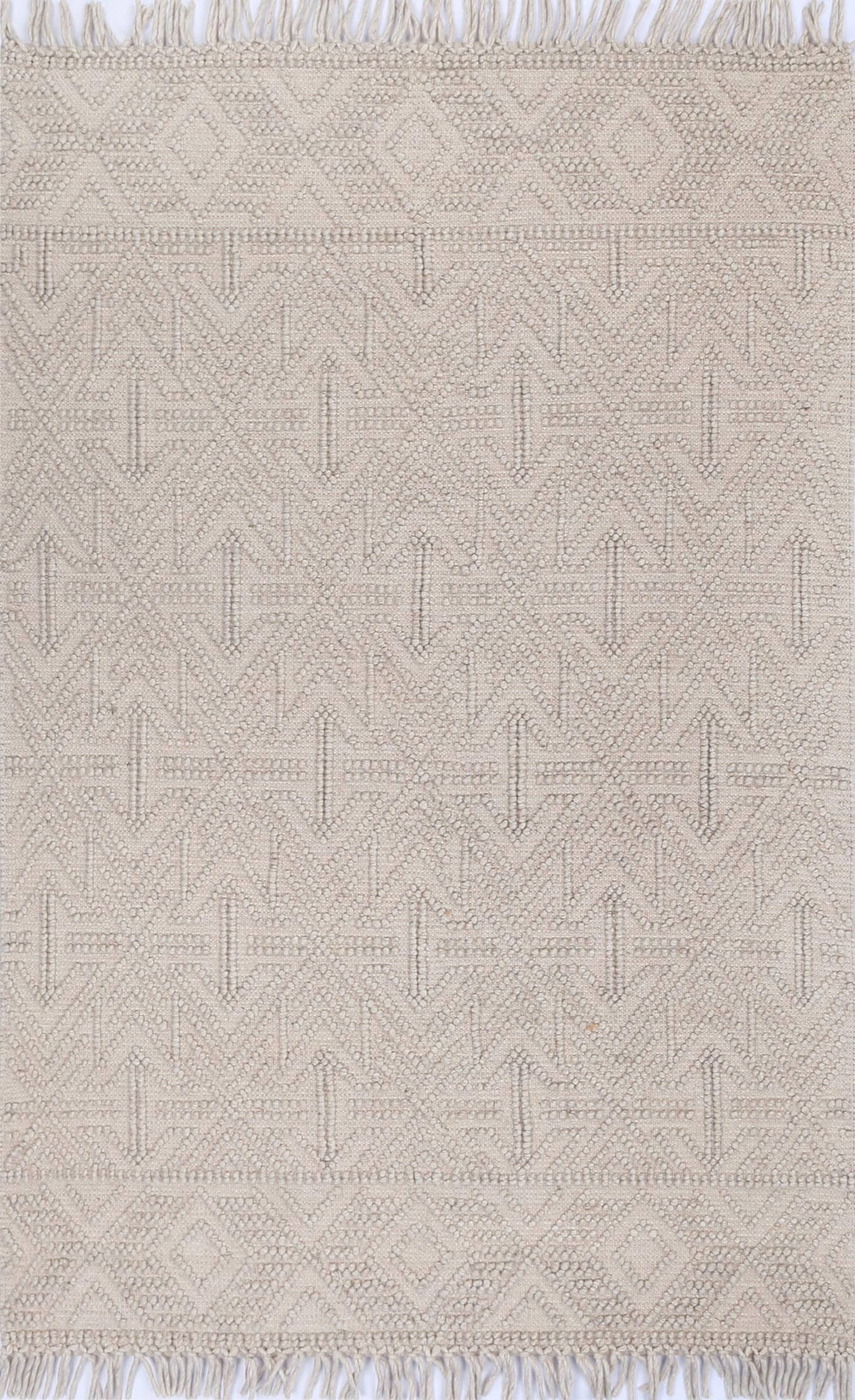 Diego Geometric Brown wool rug - full rug view