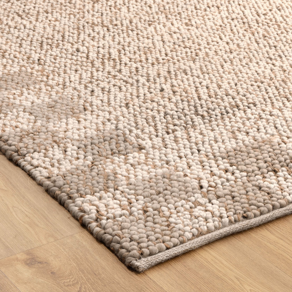 Eco Weave Checkered Border Cream Beige Jute and Wool Rug wool rug – product view 2