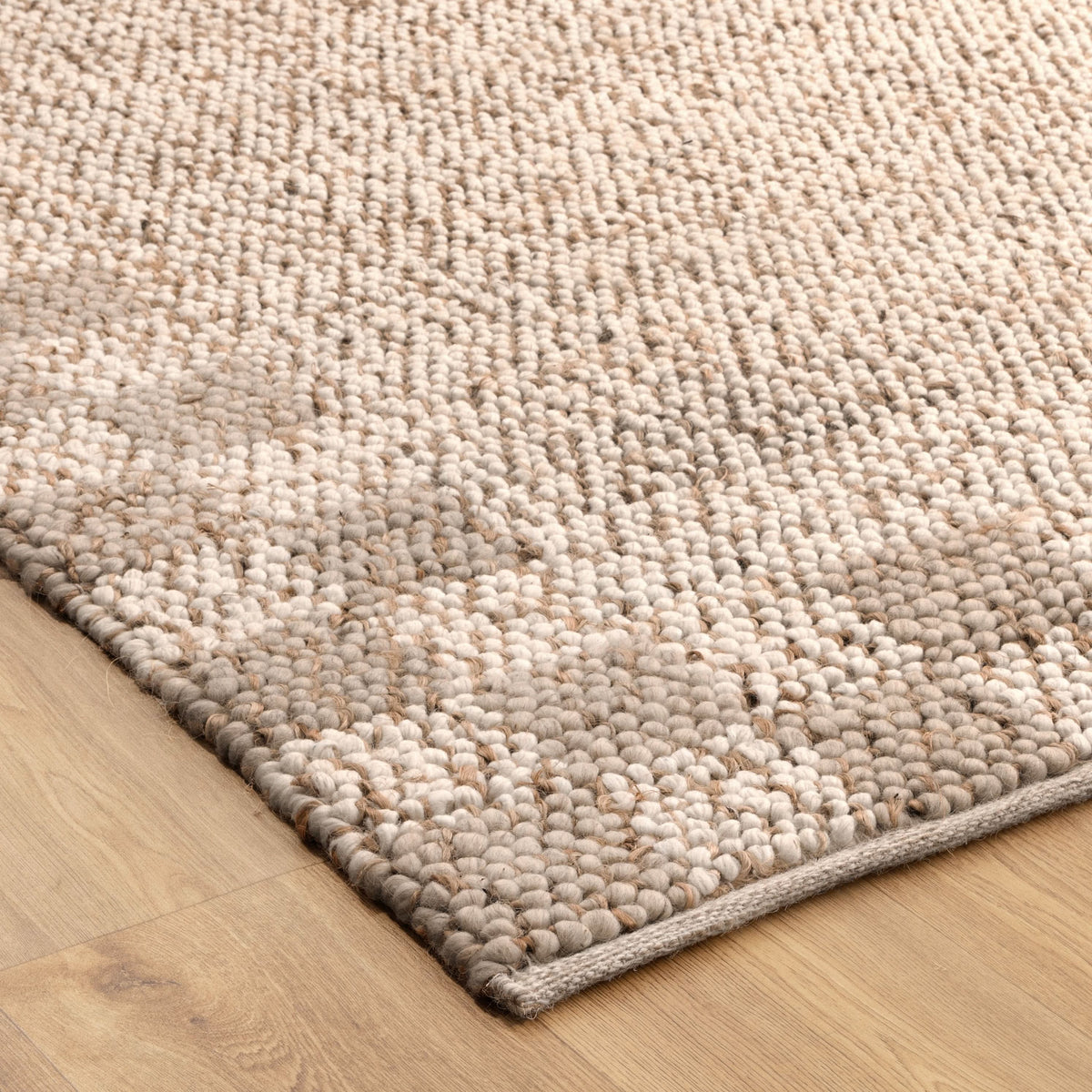 Eco Weave Checkered Border Cream Beige Jute and Wool Rug wool rug – product view 2