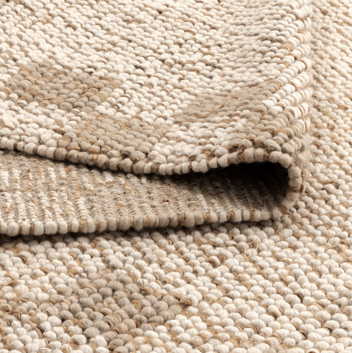 Eco Weave Checkered Border Cream Beige Jute and Wool Rug wool rug – product view 5