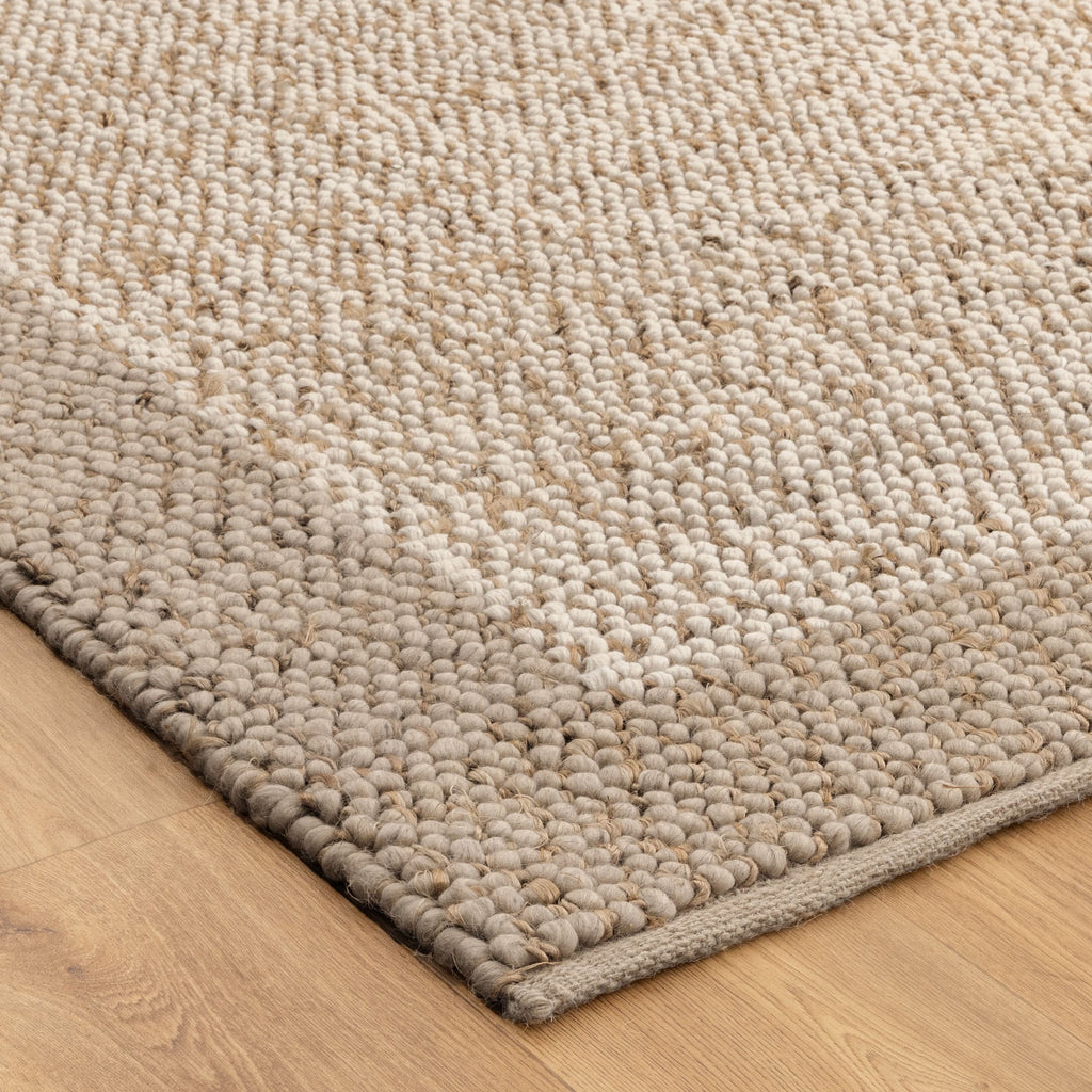 Eco Weave Plain Border Cream Beige Jute and Wool Rug wool rug – product view 2