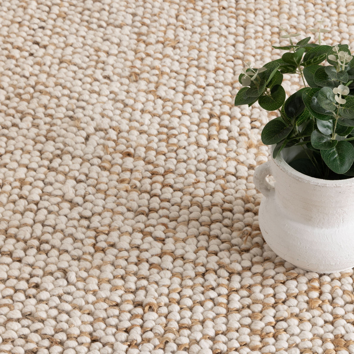 Eco Weave Plain Border Cream Beige Jute and Wool Rug wool rug – product view 4