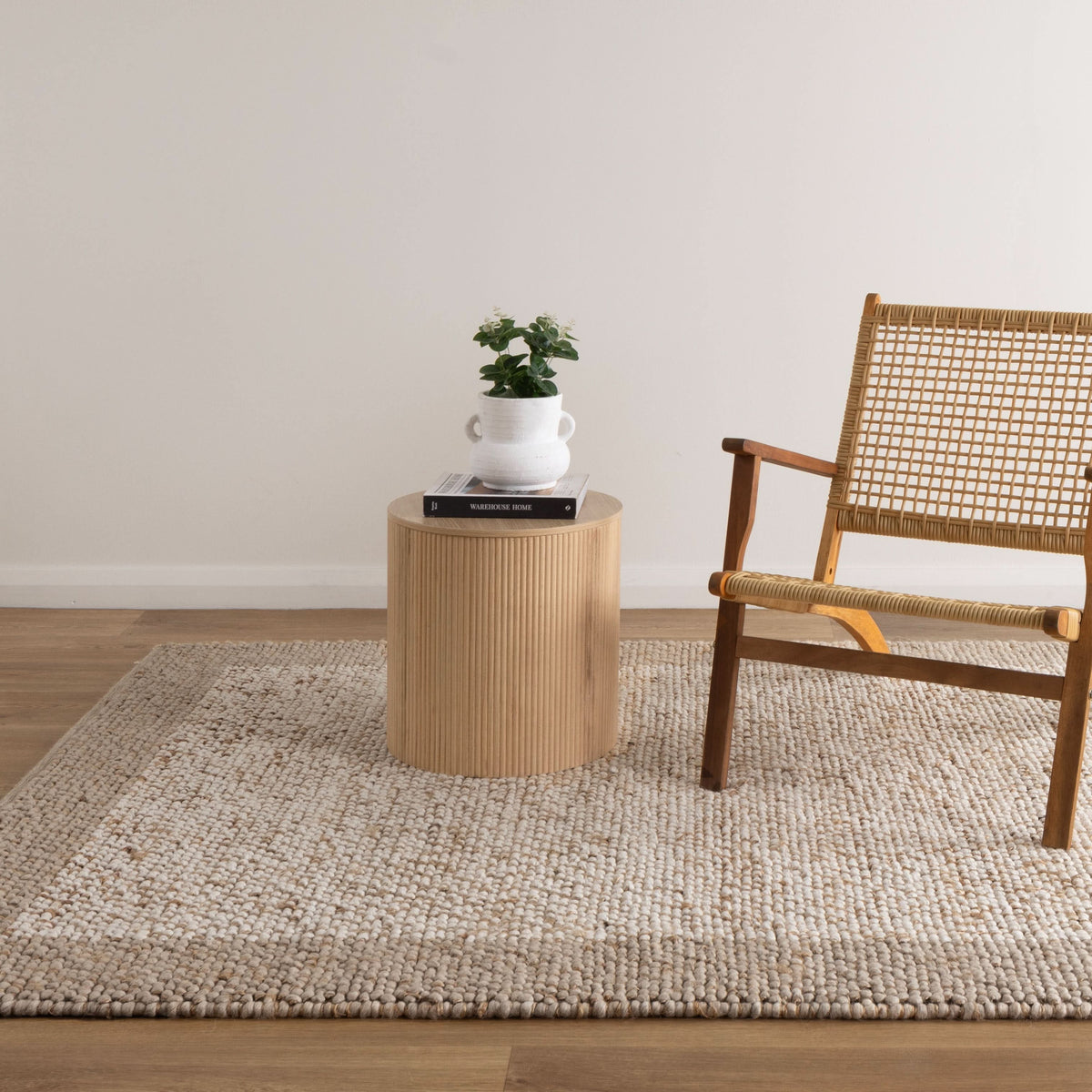 Eco Weave Plain Border Cream Beige Jute and Wool Rug wool rug – product view 5
