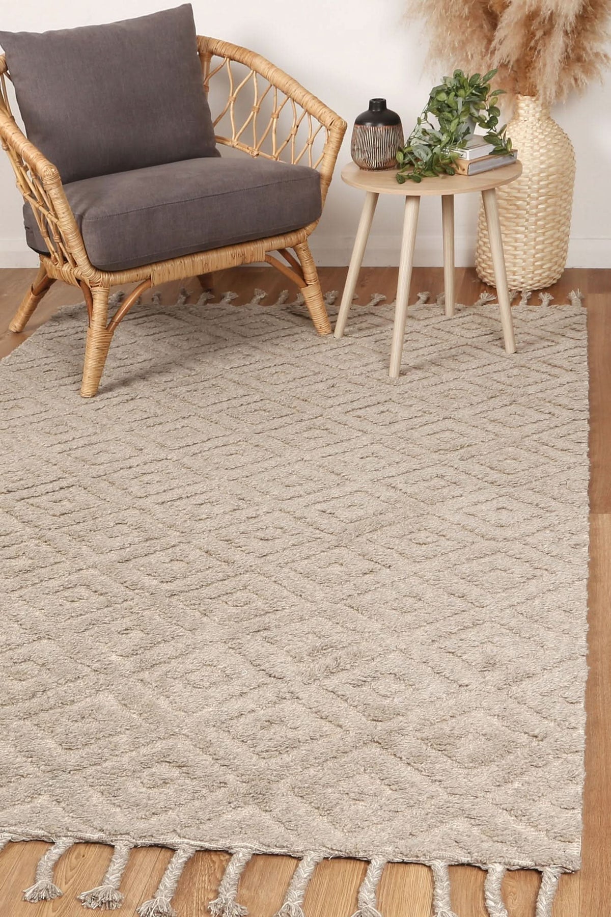 Goa Diamond Wool Blend Ash Rug wool rug – product view 2
