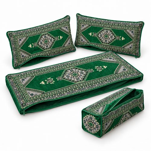 Green Palace Arabic sofa covers only – angled view of the four-piece cover set