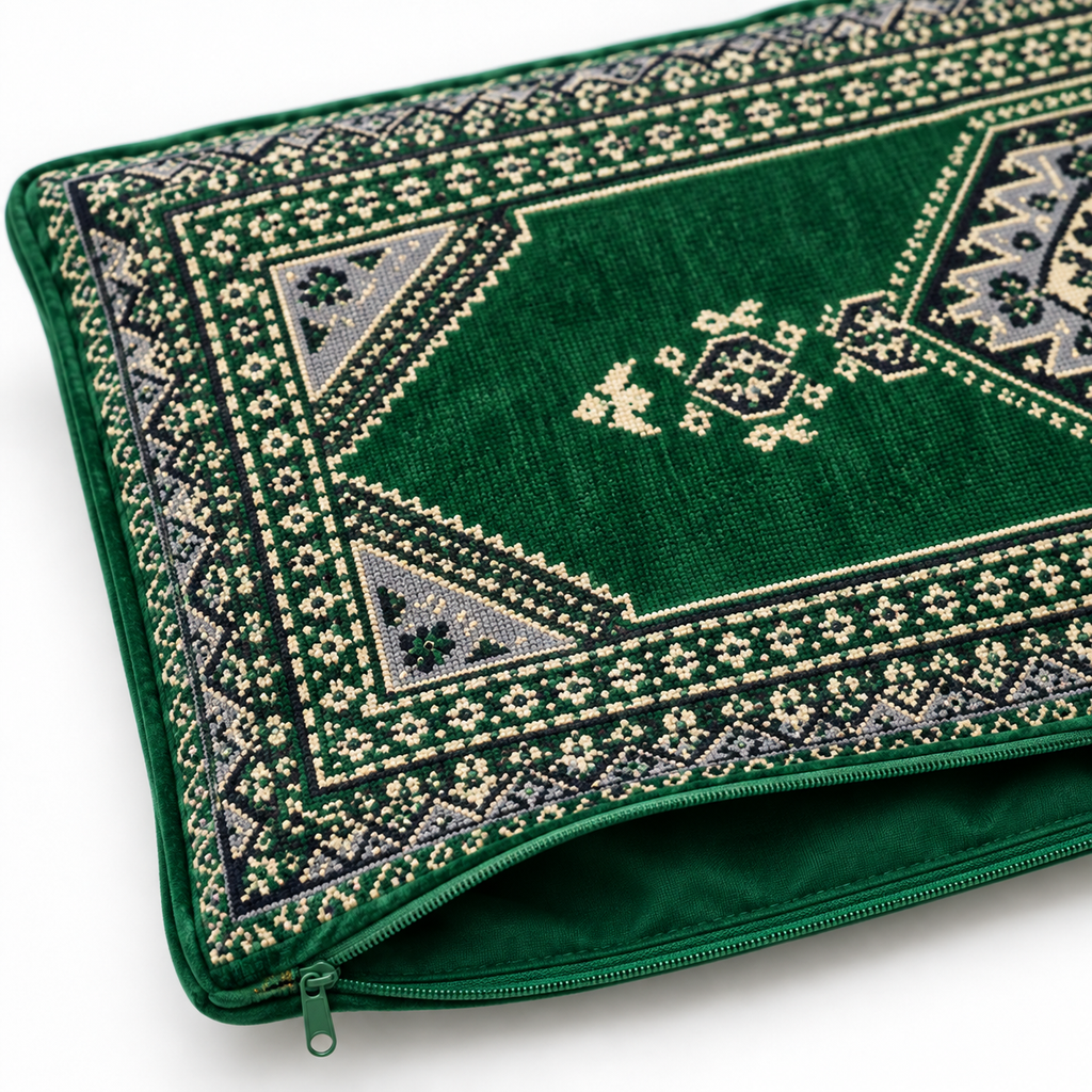 Green Palace Arabic sofa covers only – fabric pattern and zip detail