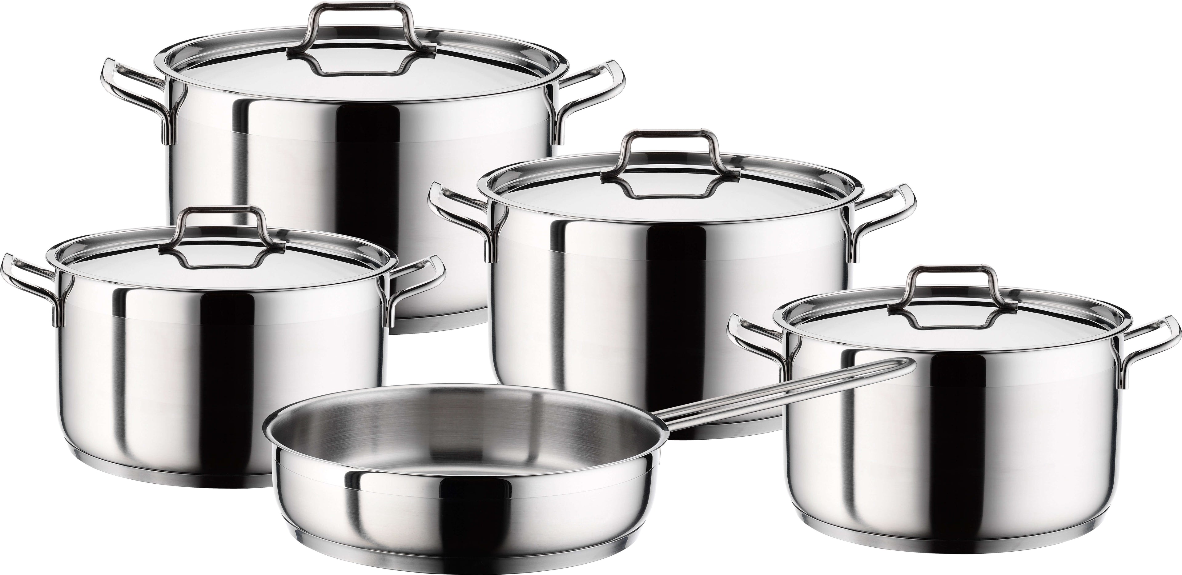 Hascevher Anett 9-piece stainless steel cookware set featuring premium induction pots and pans for flawless cooking.