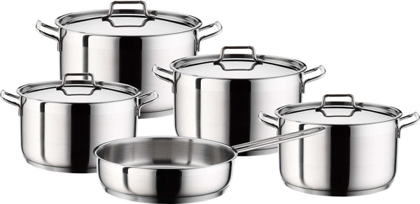 Hascevher Anett 9-piece stainless steel cookware set featuring premium induction pots and pans for flawless cooking.