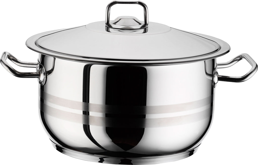 Hascevher Gastro Stainless Steel Cooking Pot 22x12cm with Lid for elegant kitchen cooking