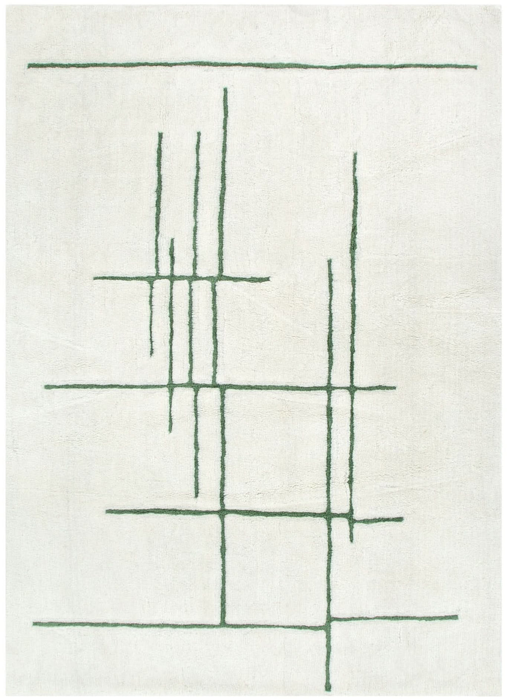 Highlands Abstract Olive Lines Washable Wool Rug wool rug – main product image