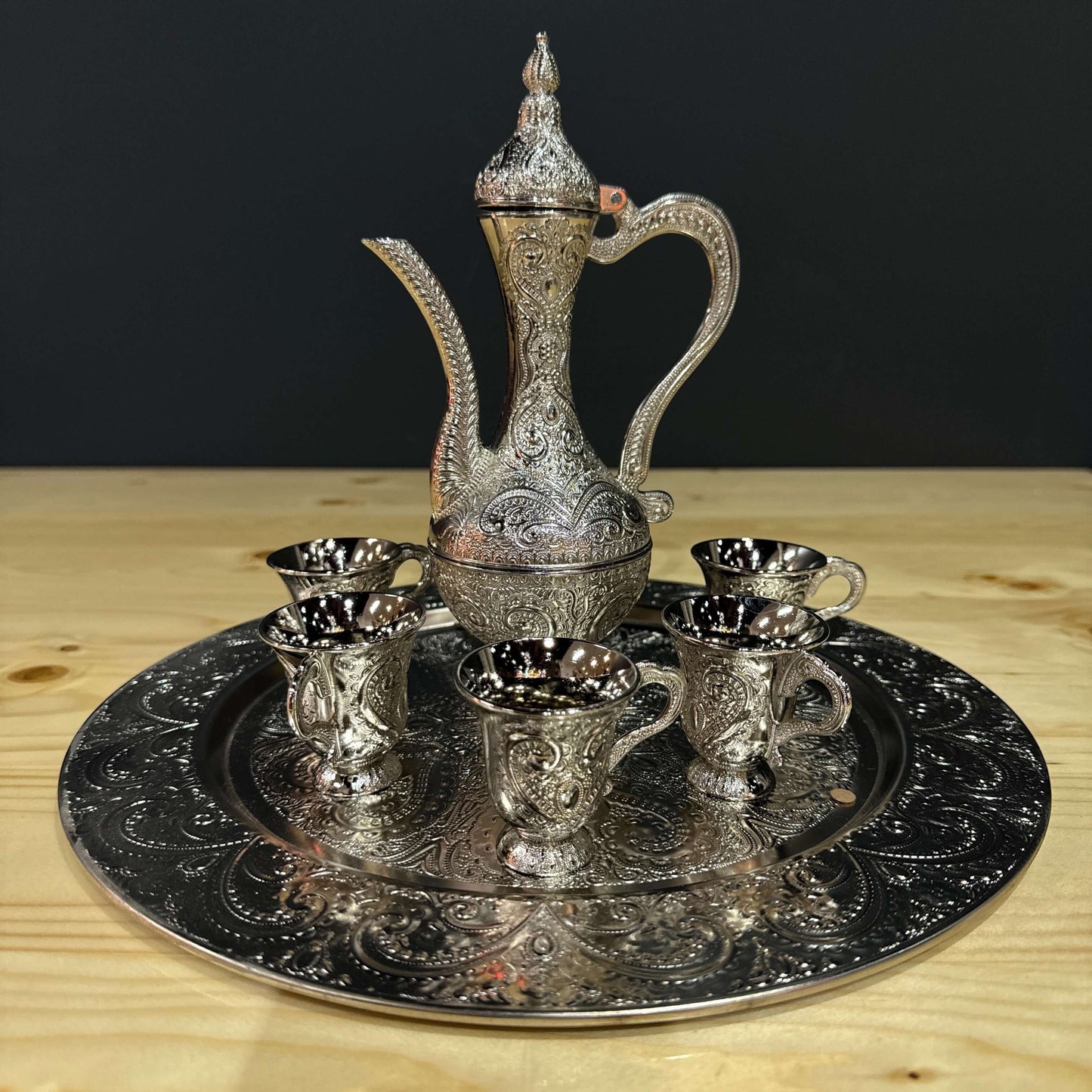 Silver Luxury Ibrik Set with Tray and Cups