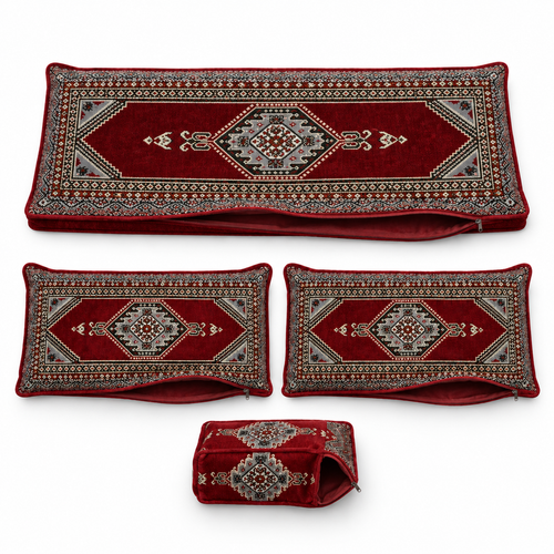 Maroon Palace Arabic sofa covers only – four-piece empty cover set; no foam included