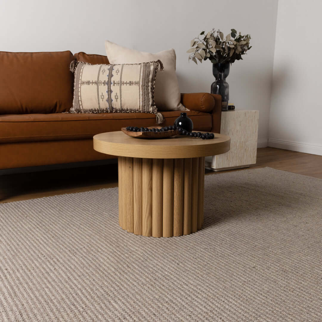 Nature Oatmeal recycled wool rug - texture detail