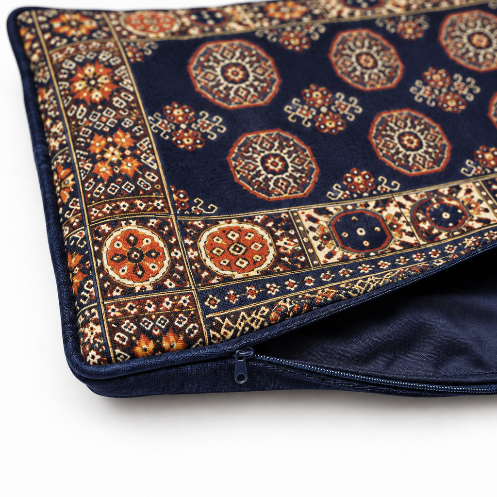 Navy Diamond Arabic sofa covers only – fabric pattern and zip detail
