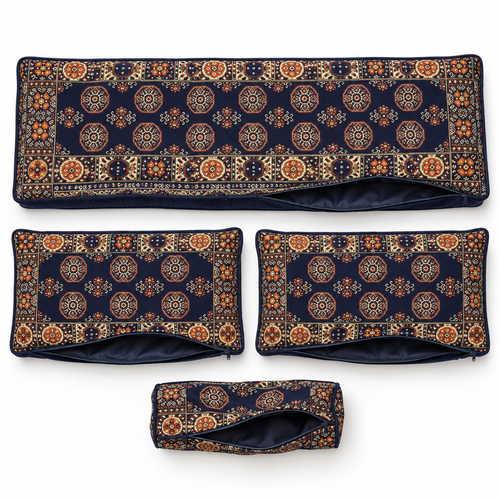 Navy Diamond Arabic sofa covers only, four-piece Arabian Majlis cover set without foam