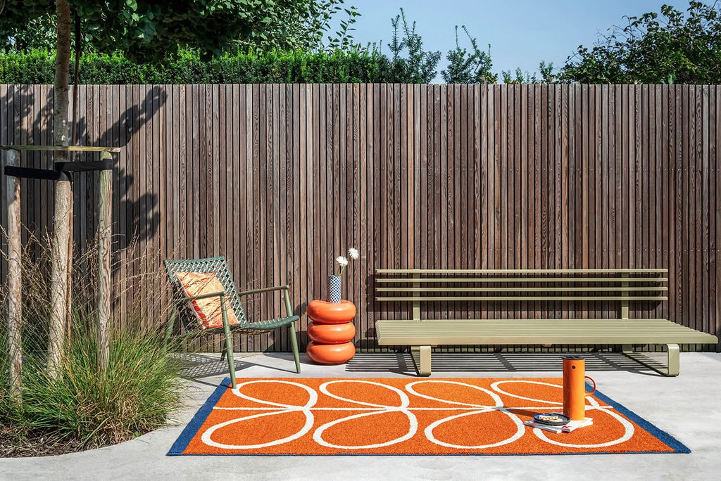 Orla Kiely Linea Orange Outdoor Rug 464403