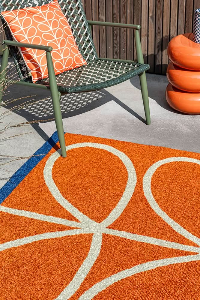 Orla Kiely Linea Orange Outdoor Rug 464403