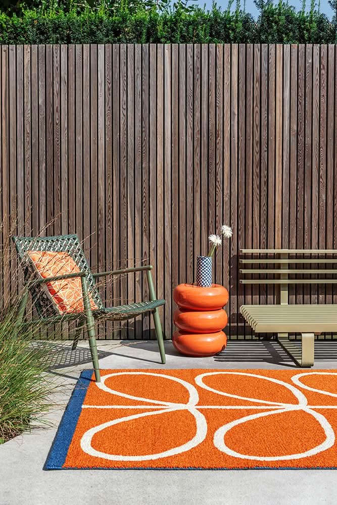Orla Kiely Linea Orange Outdoor Rug 464403
