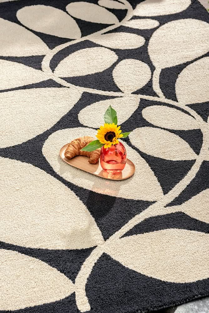 Orla Kiely Platano Black Outdoor Rug 464205
