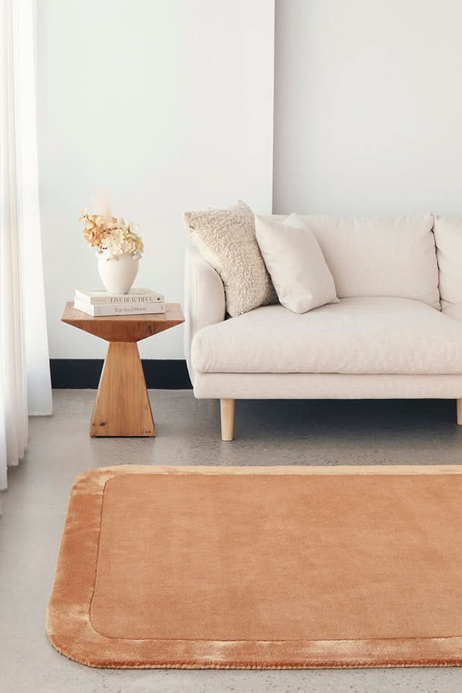 Orlo Spice Border Wool Rug - styled room