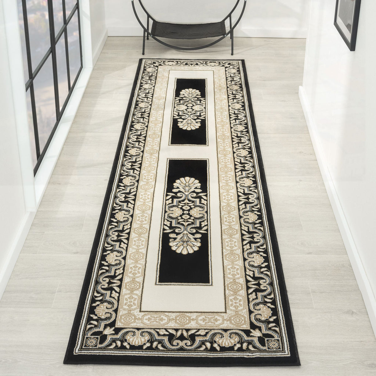 Royal 523 Black Traditional Hallway Runner