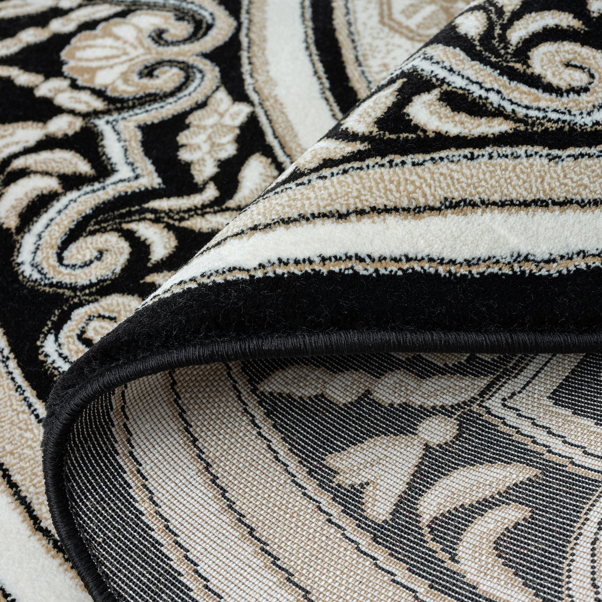 Royal 523 Black Round Traditional Round Rug