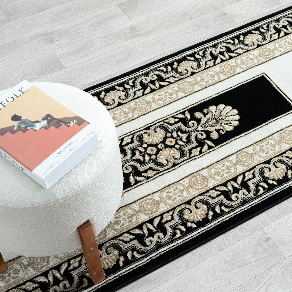 Royal 523 Black Traditional Hallway Runner