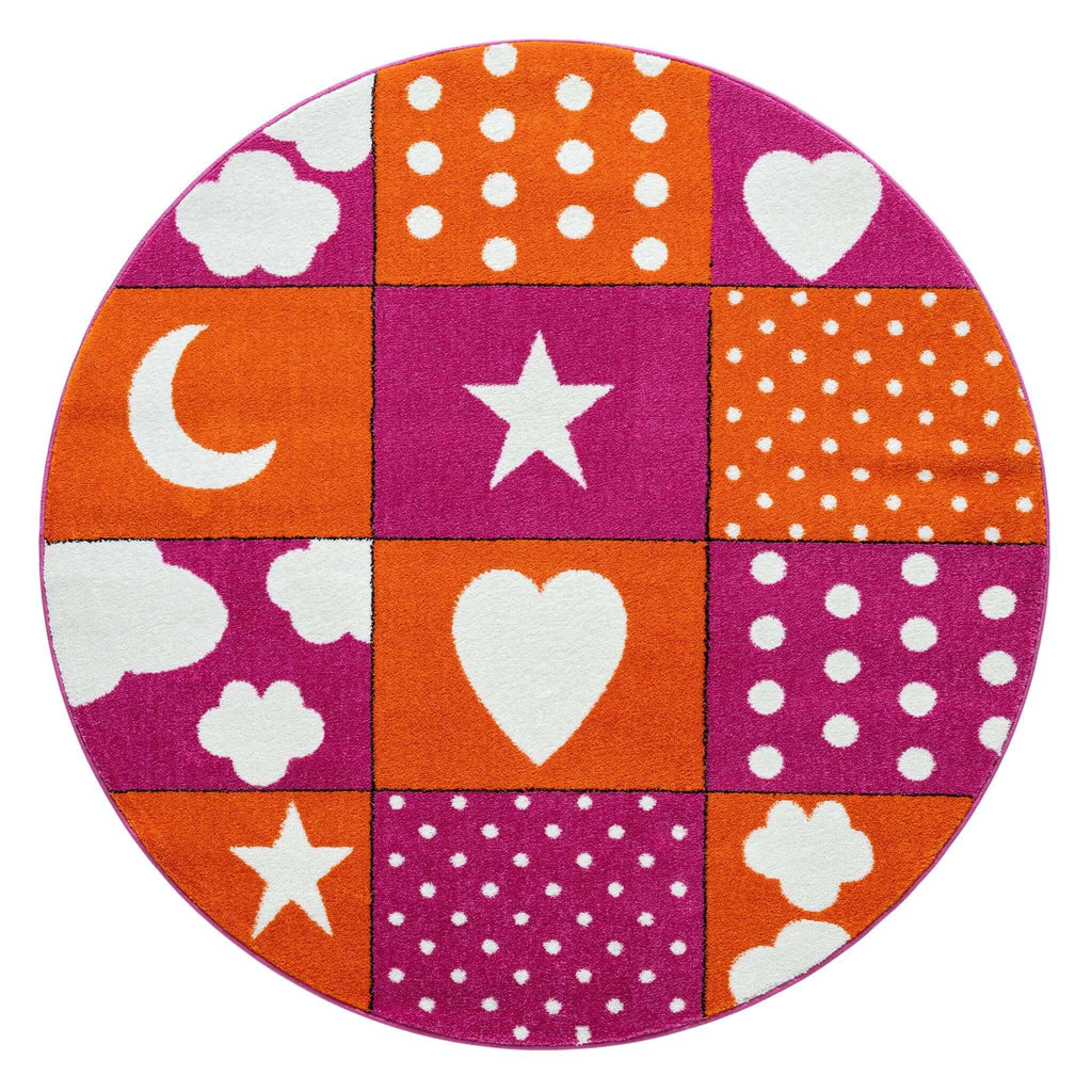Kidsville 573 Pink Round Rug lifestyle view