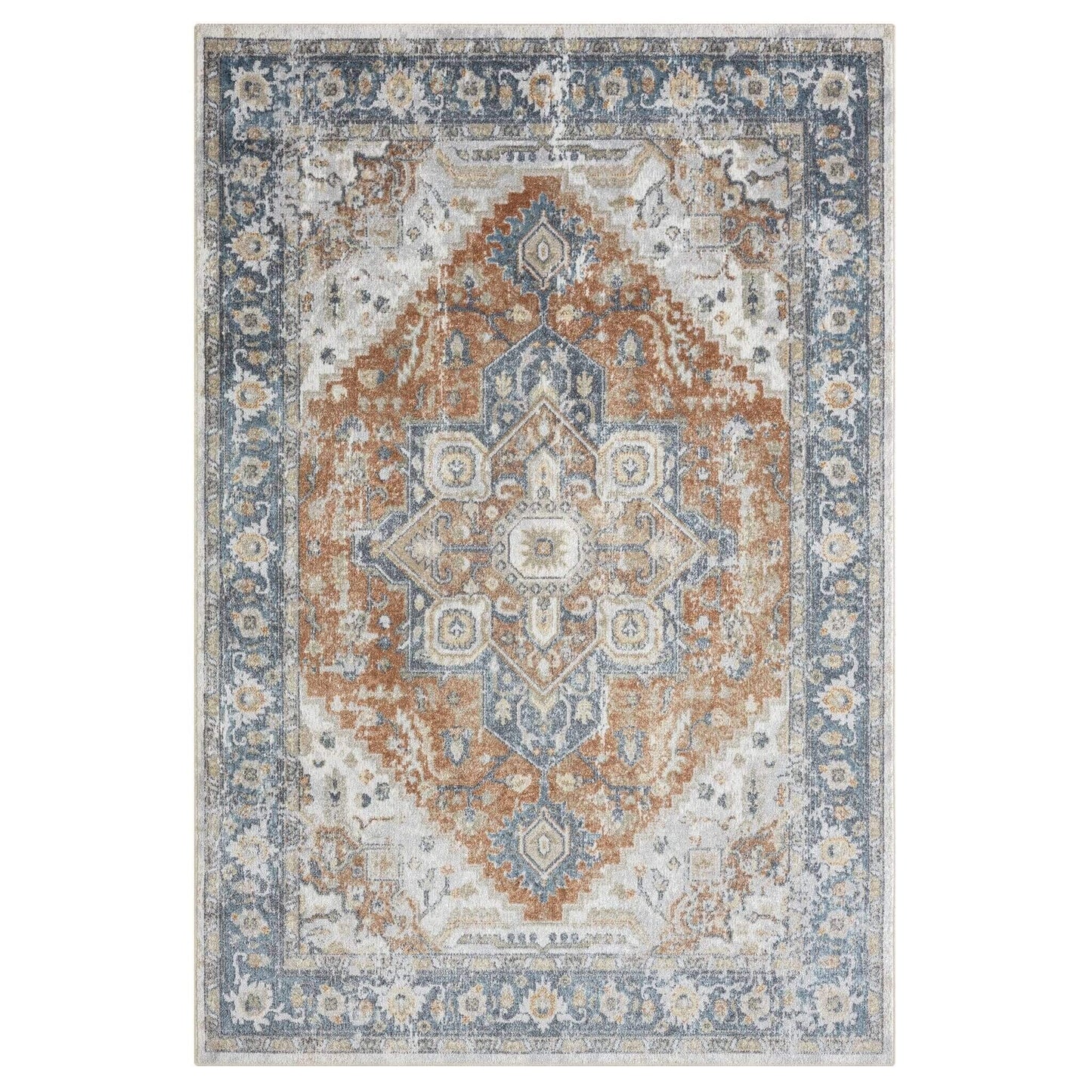 Easy Washable Rugs 370 Aqua Rectangle   