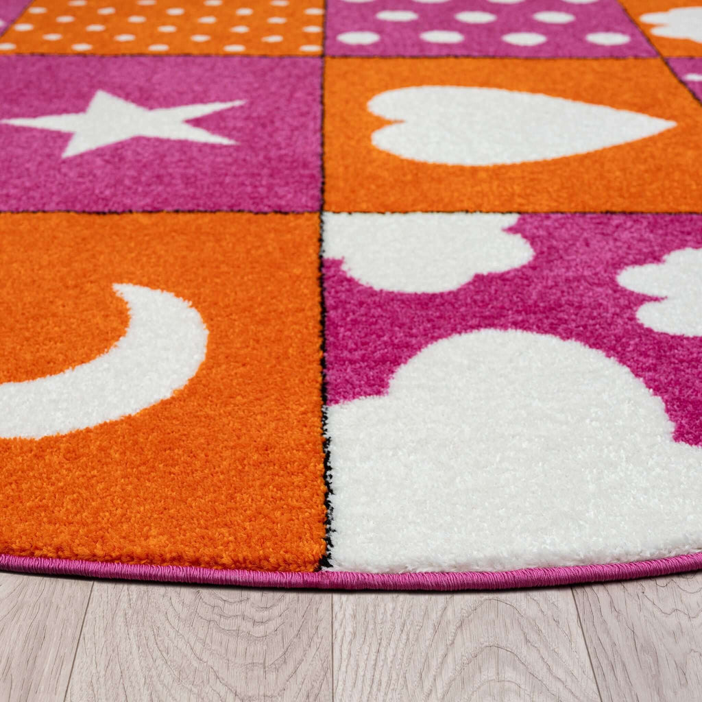 Kidsville 573 Pink Round Rug