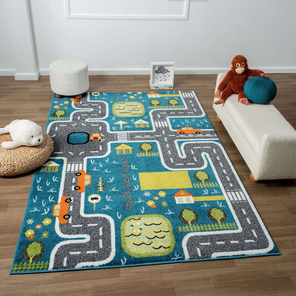 Kidsville 574 Blue Turkish Rug