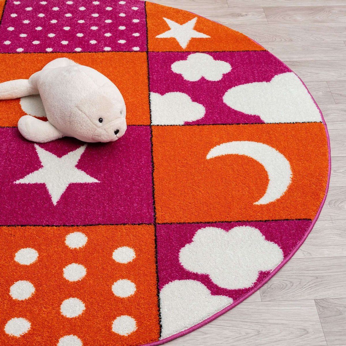 Kidsville 573 Pink Round Rug