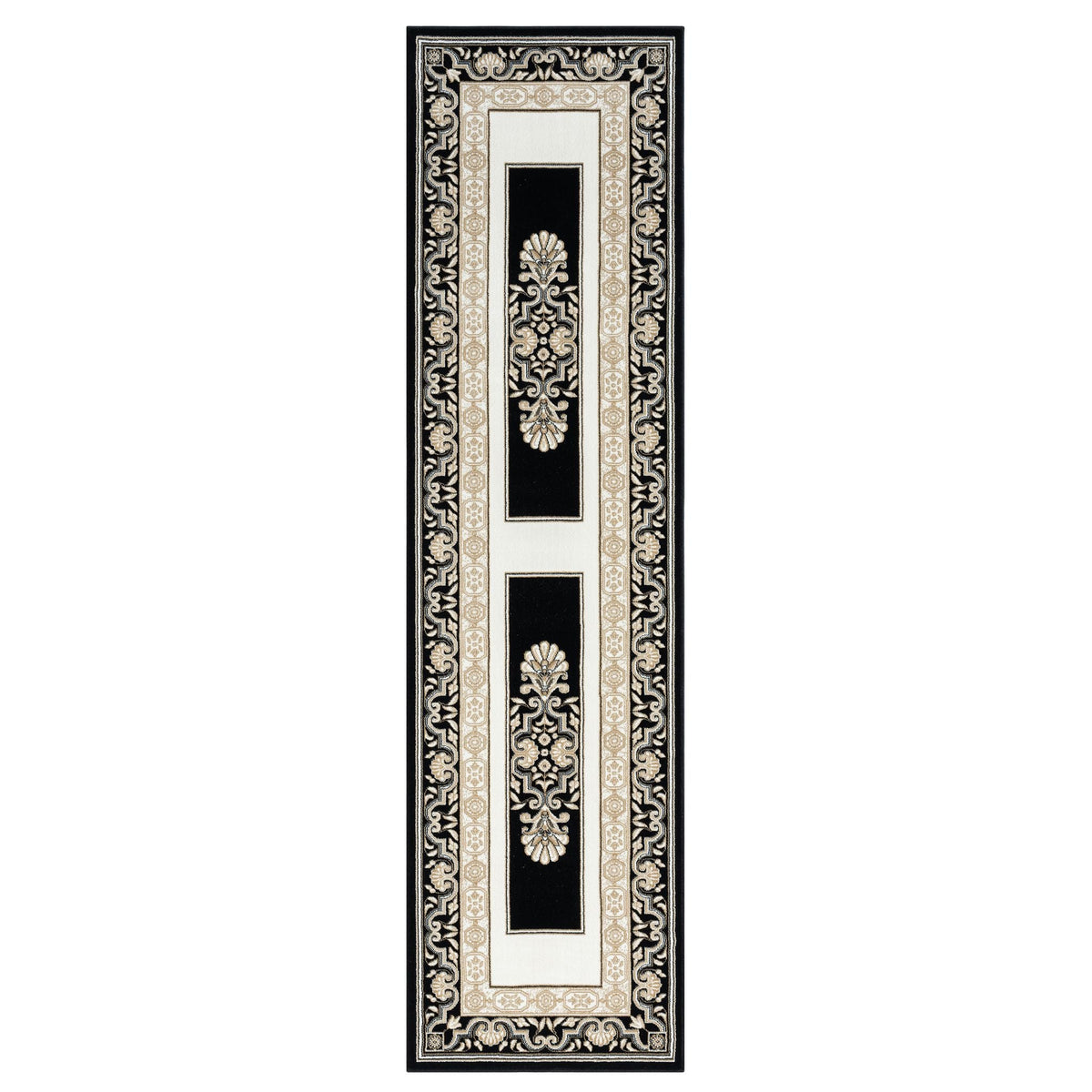 Royal 523 Black Traditional Hallway Runner lifestyle view