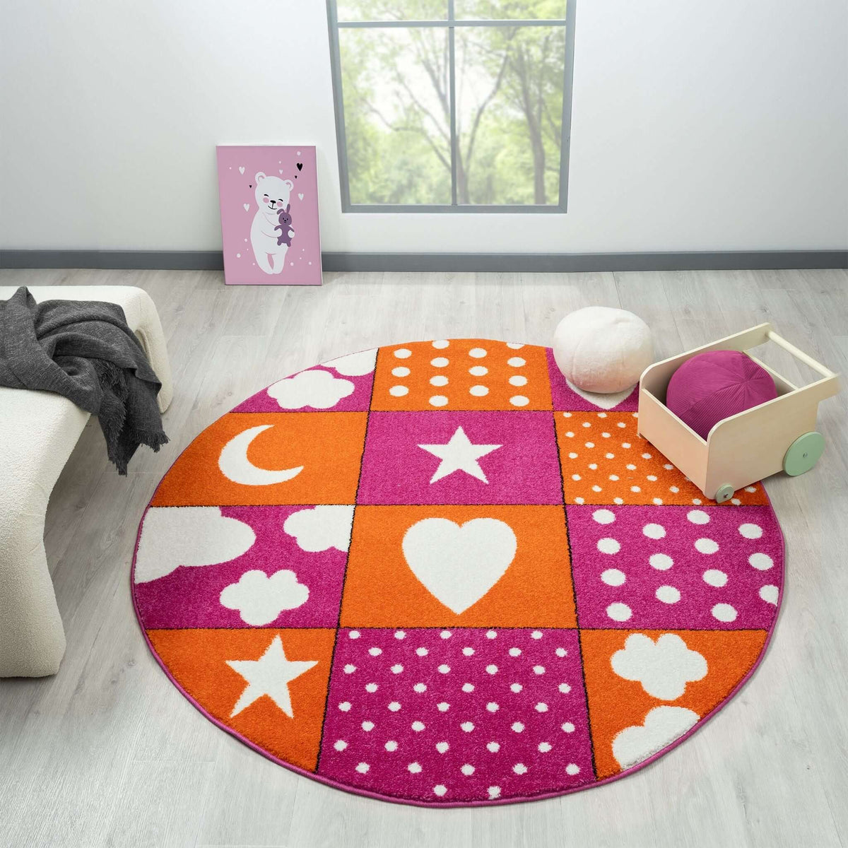 Kidsville 573 Pink Round Rug