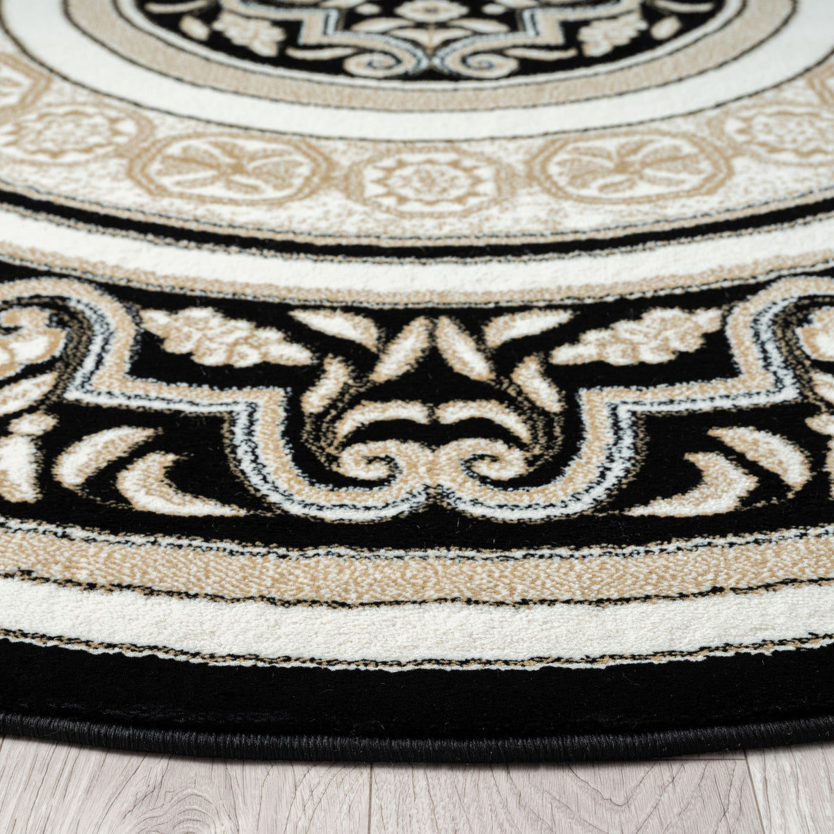 Royal 523 Black Round Traditional Round Rug